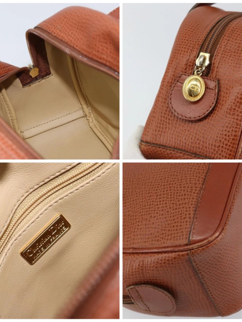 Christian Dior Hand Bag Leather 2way Brown Gold Auth - Picture 14 of 16